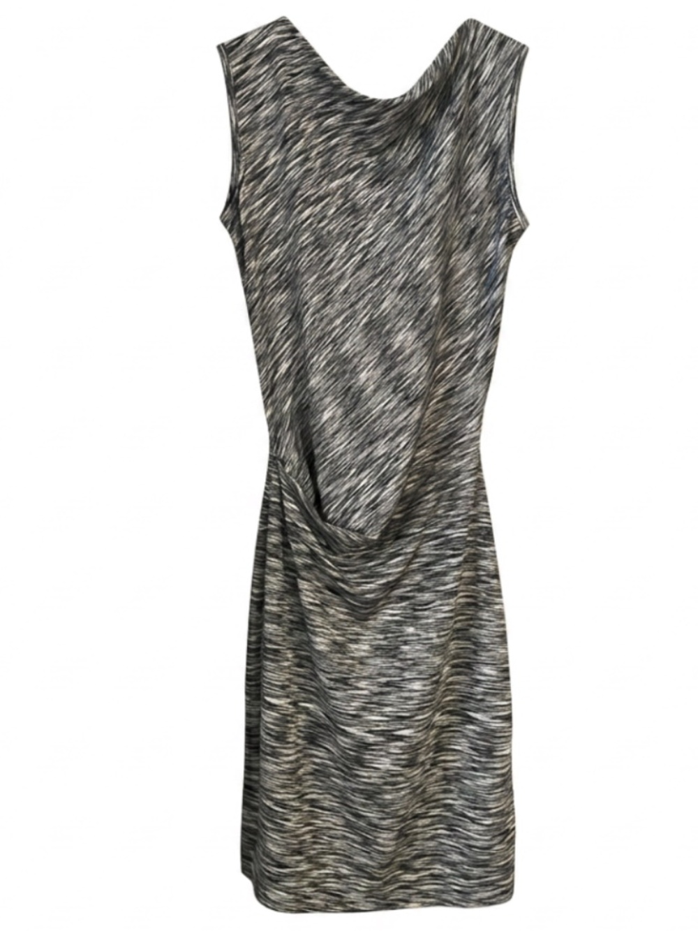 Oui Black White Marled Sleeveless Draped Dress Size 4